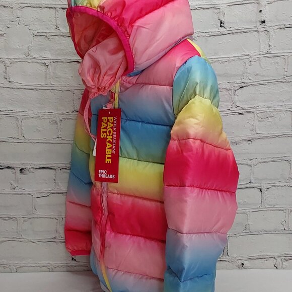 'EPIC THREADS' OMBRE 'PACKABLE PALS' WATER-RESISTANT PUFFER STYLE HOODED COAT - Picture 4 of 15
